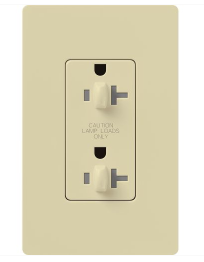 Lutron Claro 20A Dual Dimming, Tamper Resistant Duplex Receptacle, Decorator-Style Outlet, Gloss Finish, CAR-20-DDTR-IV, Ivory