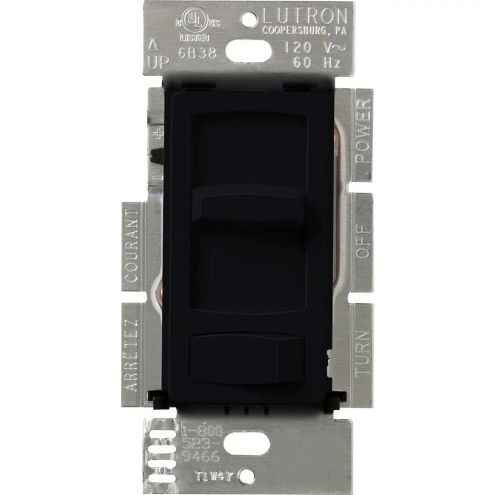 Lutron Skylark Contour Dimmer Switch for Electronic Low-Voltage, 300W ELV, Single Pole/3-Way, CTELV-303P-BL, Black