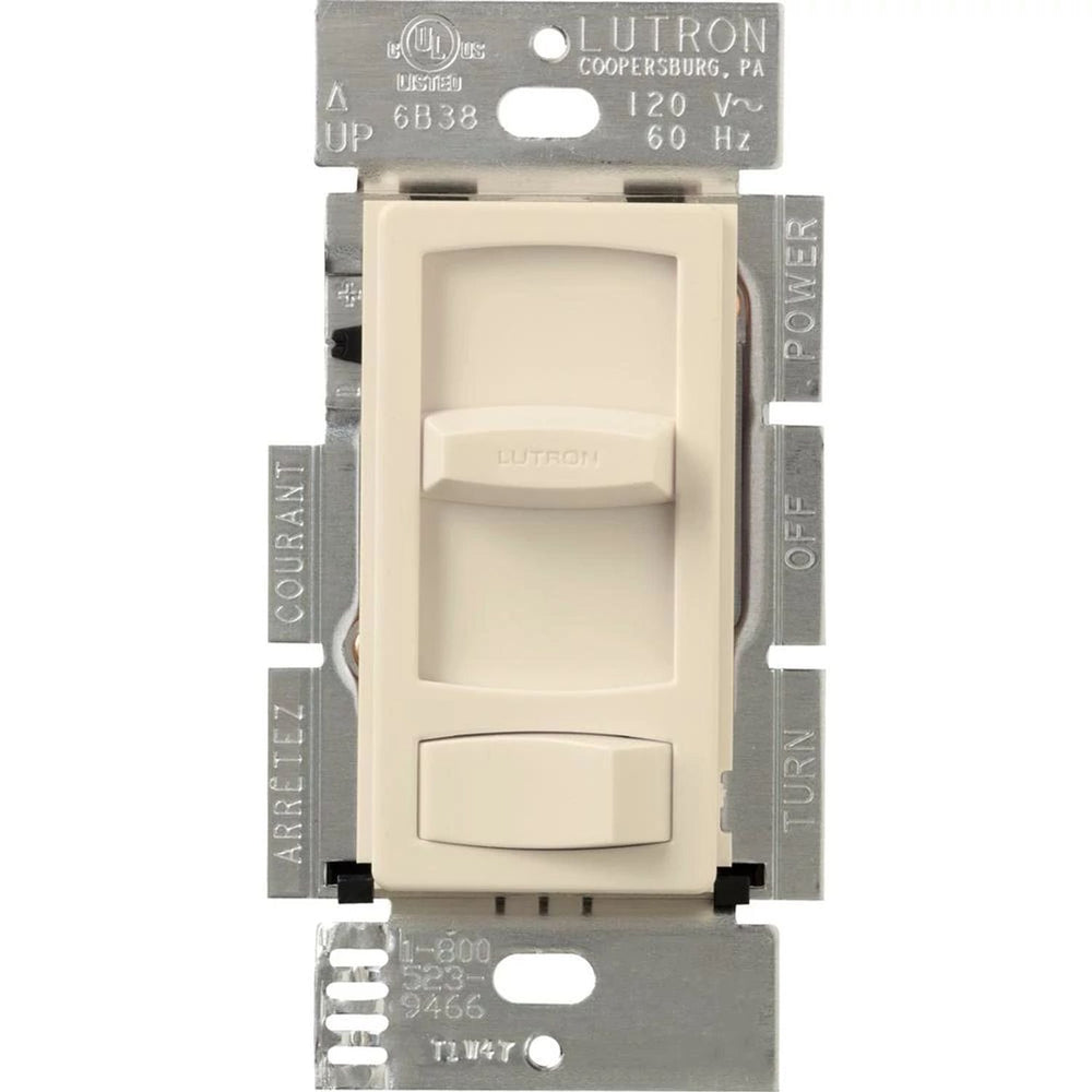 Lutron Skylark Contour Dimmer Switch for Electronic Low-Voltage, 300W ELV, Single Pole/3-Way, CTELV-303P-LA, Light Almond