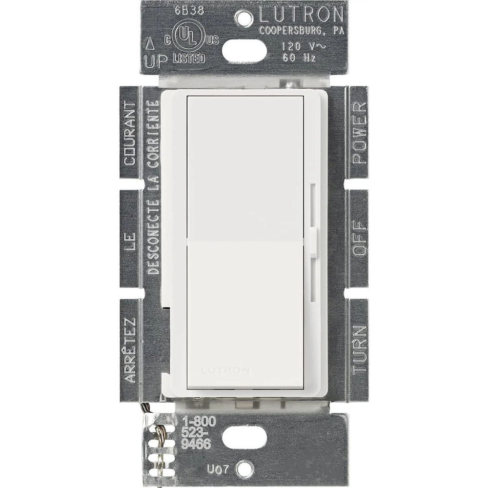 Lutron Diva Dimmer Switch w/ Night Light, 1000W Incandescent/Halogen Only, Single Pole, 120V, DV-10P-WH, White