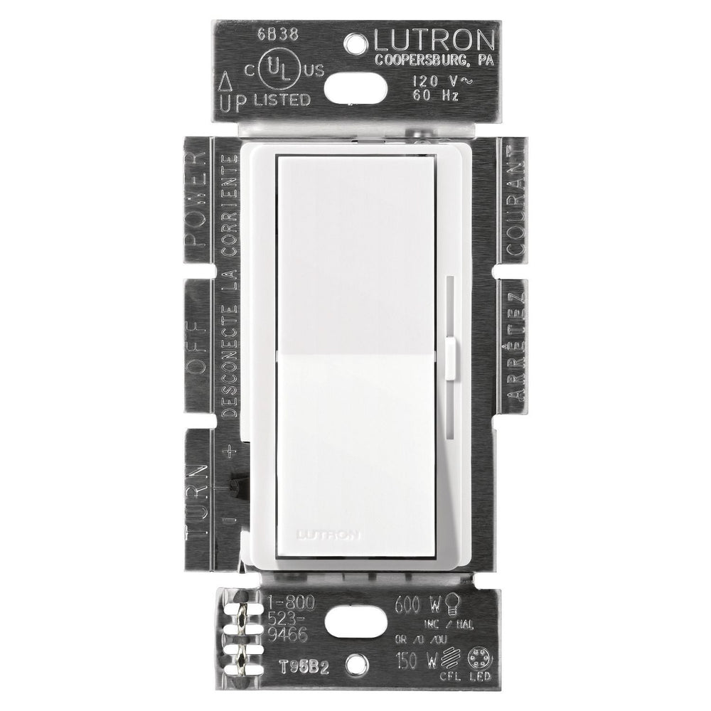 Lutron Diva LED+ Dimmer Switch, 150W LED, Single Pole/3-Way, No Neutral Required, 120V, DVCL-153P-WH, White