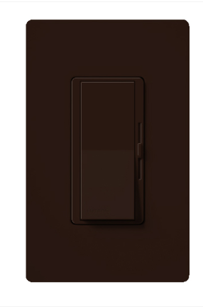 Lutron Diva Reverse-Phase (ELV) Dimmer Switch, 250W LED or 500W ELV, Single Pole/3-Way, Neutral Required, 120V, DVRP-253P-BR, Brown