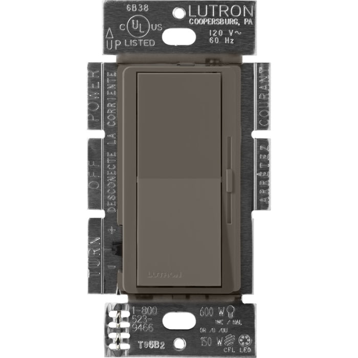 Lutron Diva LED+ Dimmer Switch, 250W LED, Single Pole/3-Way, No Neutral Required, 120V, DVSCCL-253P-TF, Truffle