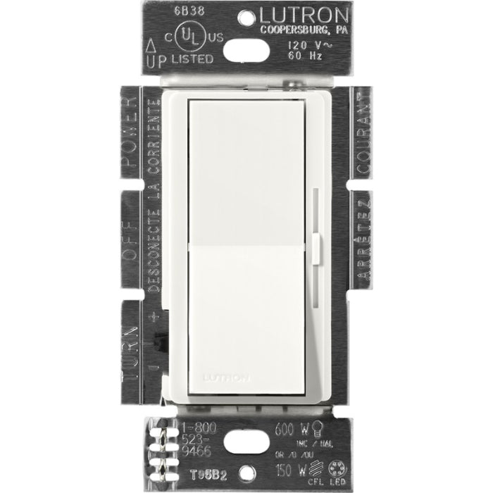 Lutron Diva ELV Dimmer Switch w/ Night Light, 300W, Single Pole, Neutral Required, 120V, DVSCELV-300P-GL, Glacier White