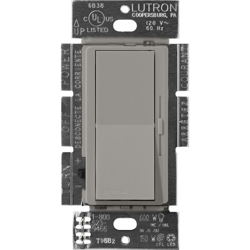 Lutron Diva ELV Dimmer Switch w/ Night Light, 300W, Single Pole/3-Way, Neutral Required, 120V, DVSCELV-303P-CS, Cobblestone