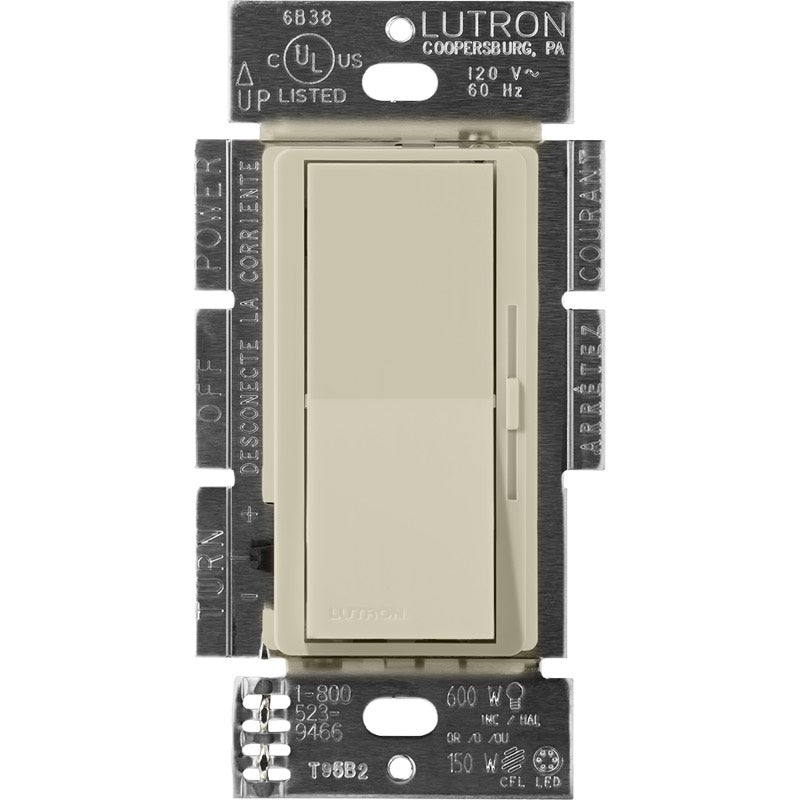 Lutron Diva ELV Dimmer Switch w/ Night Light, 300W, Single Pole/3-Way, Neutral Required, 120V, DVSCELV-303P-CY, Clay