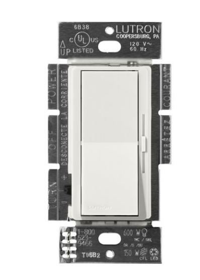 Lutron Diva 3-Wire Dimmer Switch for Ballasts/LED Drivers, 1000W/6A, Single Pole/3-Way, Neutral Required, 277V, DVSCF-103P-277LG, Lunar Gray