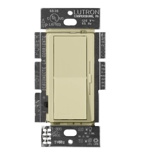 Lutron Diva 3-Wire Dimmer Switch for Ballasts/LED Drivers, 1000W/6A, Single Pole/3-Way, Neutral Required, 277V, DVSCF-103P-277SA, Sage