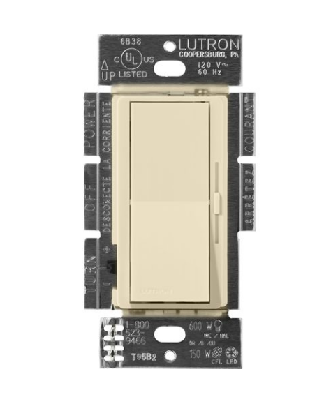 Lutron Diva 3-Wire Dimmer Switch for Ballasts/LED Drivers, 1000W/6A, Single Pole/3-Way, Neutral Required, 277V, DVSCF-103P-277SD, Sand