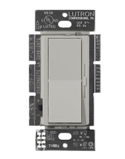 Lutron Diva 3-Wire Dimmer Switch for Ballasts/LED Drivers, 1000W/8A, Single Pole/3-Way, Neutral Required, 120V, DVSCF-103P-PB, Pebble