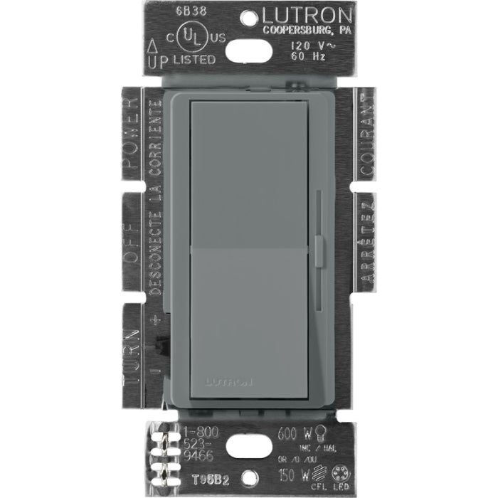 Lutron Diva MLV Dimmer Switch w/ Night Light, 450W (600VA), Single Pole, No Neutral Required, 120V, DVSCLV-600P-SL, Slate