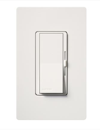 Lutron Diva Reverse-Phase Dimmer Switch w/ Night Light, 250W LED or 500W ELV, Single Pole/3-Way, Neutral Required, 120V, DVRP-253P-SW, Snow White