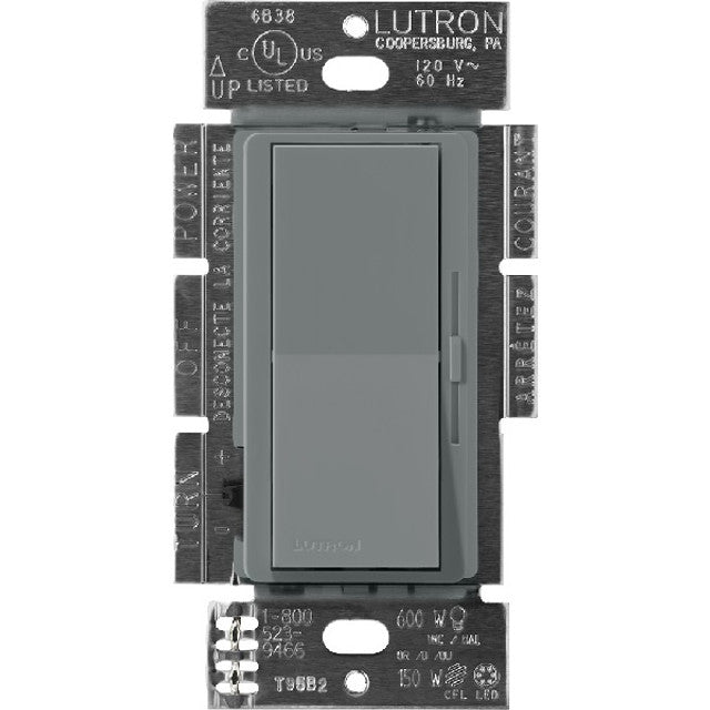 Lutron Diva 0-10V Dimmer Switch, 8A, 50mA Sink, Single-Pole/3-Way, No Neutral Required, 120V, DVSCSTV-SL, Slate