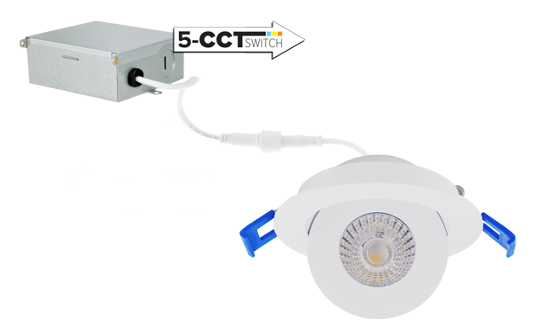3" Round Adjustable Eyeball Downlight with 5-CCT Switch
