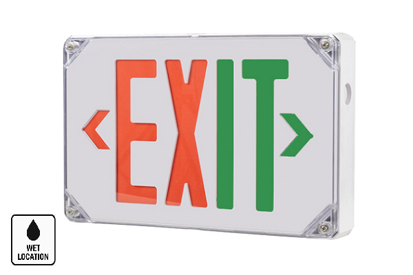 RY-EX-WET - Wet Location Dual Color Exit Sign 90 Min Battery