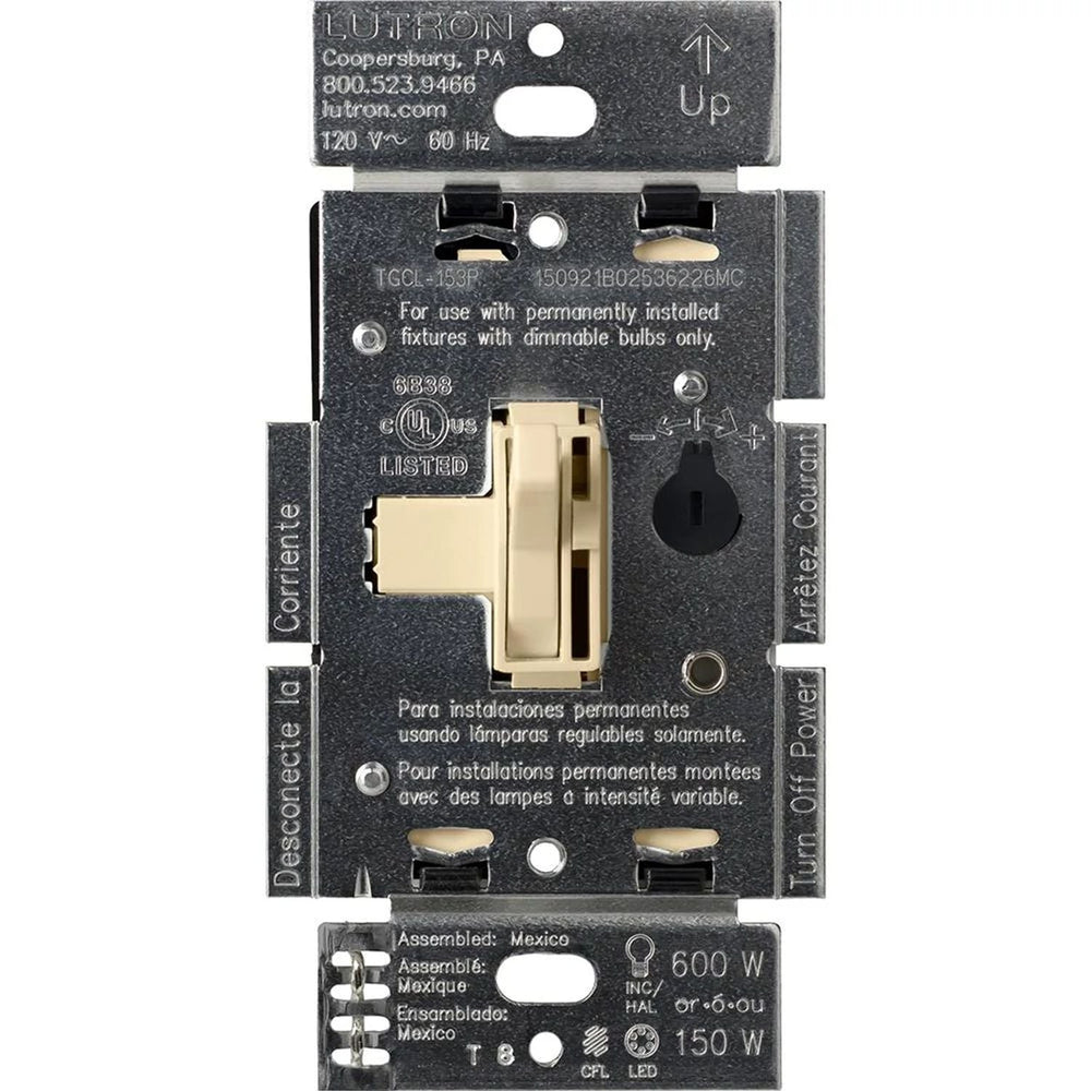 Lutron Ariadni LED+ Dimmer Switch, 150W LED, Single Pole/3-Way, No Neutral Required,120V, AYCL-153PH-IV, Ivory