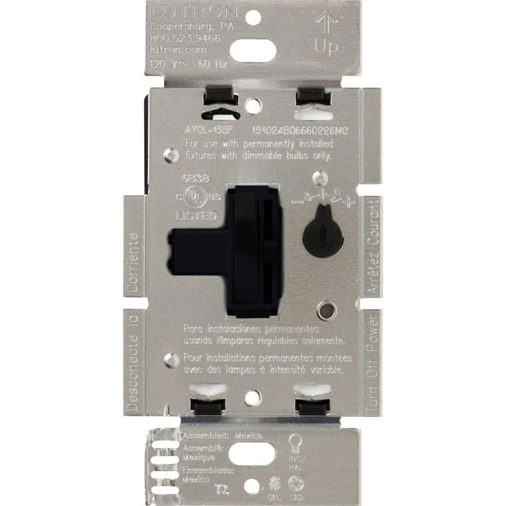 Lutron Ariadni LED+ Dimmer Switch, 250W LED, Single Pole/3-Way, No Neutral Required,120V, AYCL-253P-BL, Black