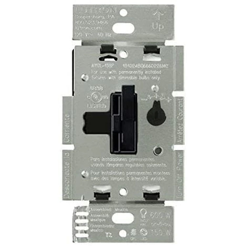 Lutron Ariadni Quiet Fan-Speed Control, No Neutral Required, 1.5A 3-Speed Fan, 120V, Single Pole/3-Way, AYFSQ-F-BL, Black