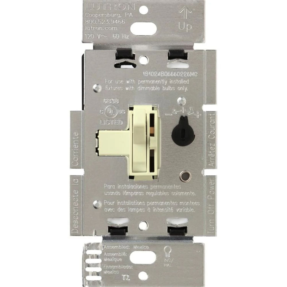 Lutron Ariadni Magnetic Low-Voltage Dimmer Switch, 450W/600VA, Single Pole, 120V, AYLV-600P-AL, Almond
