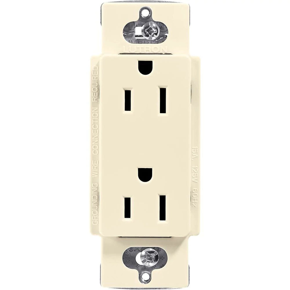 Lutron Claro 15A Duplex Receptacle, Decorator-Style Outlet, Gloss Finish, CAR-15-AL, Almond