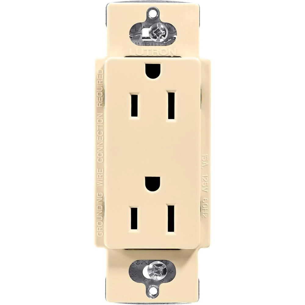 Lutron Claro 15A Duplex Receptacle, Decorator-Style Outlet, Gloss Finish, CAR-15-IV, Ivory