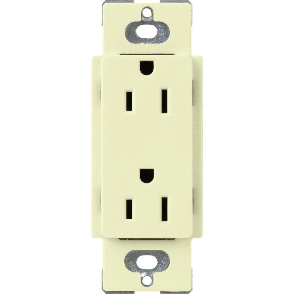 Lutron Claro 15A Tamper-Resistant Duplex Receptacle, Decorator-Style Outlet, Gloss Finish, CARS-15-TR-AL, Almond