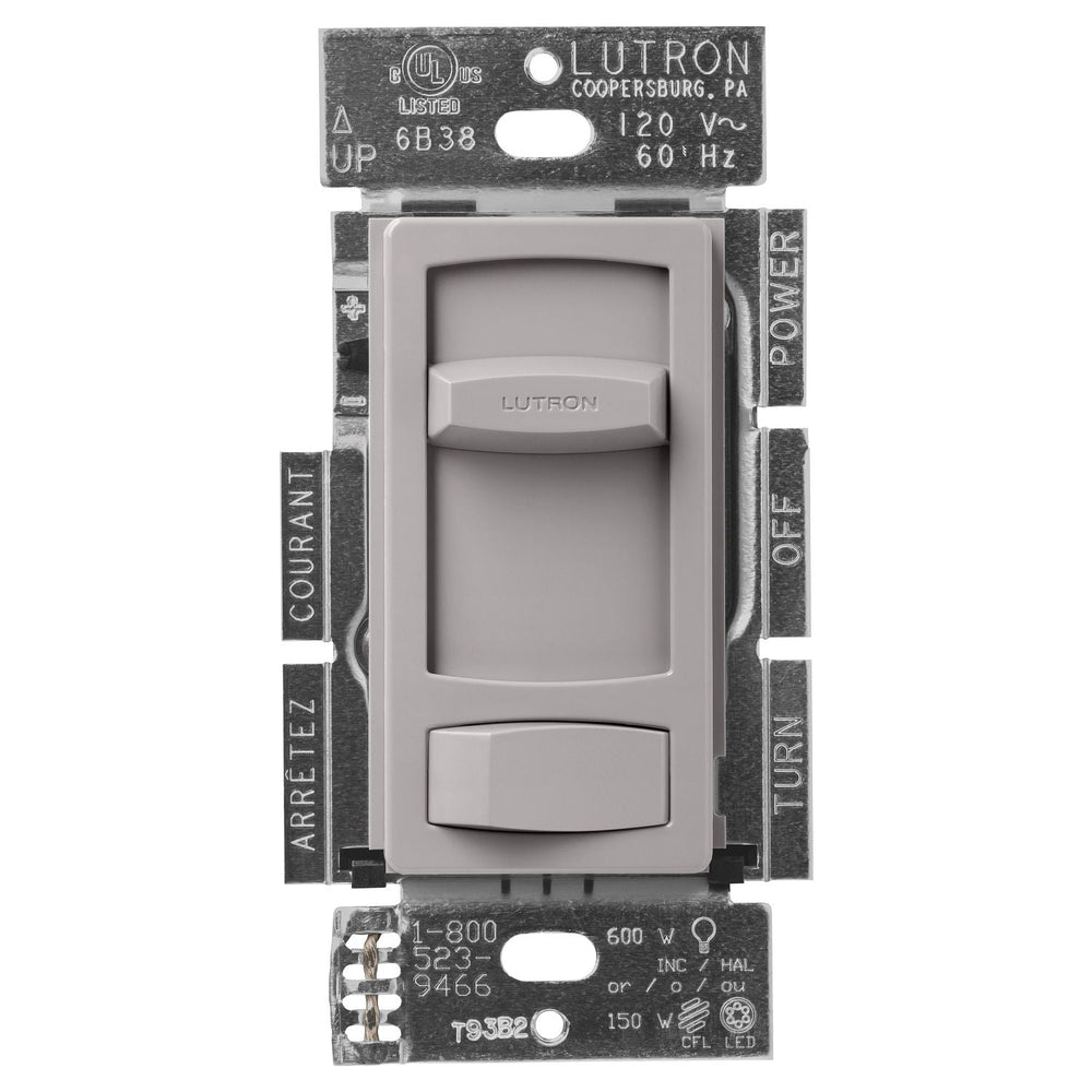 Lutron Skylark Contour LED+ Dimmer Switch, No Neutral Required, 150W LED or 600W Inc/Hal, 120V, Single Pole/3-Way, CTCL-153P-GR, Gray