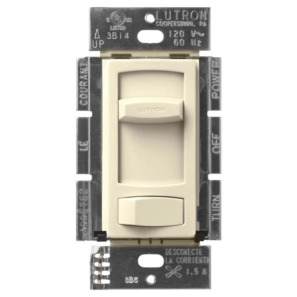 Lutron Skylark Contour Quiet 3-Speed Fan Control, No Neutral Required, 1.5A 3-Speed Ceiling Fan, 120V, Single Pole/3-Way, CTFSQ-F-AL, Almond