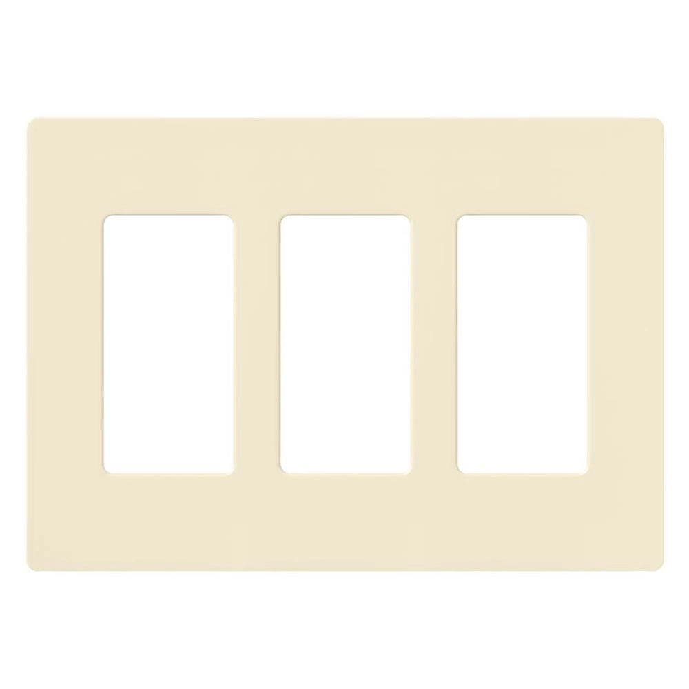 Lutron Claro 3 Gang Wall Plate for Decorator/Designer Paddle Switches and Dimmers, Gloss Finish, CW-3-AL, Almond
