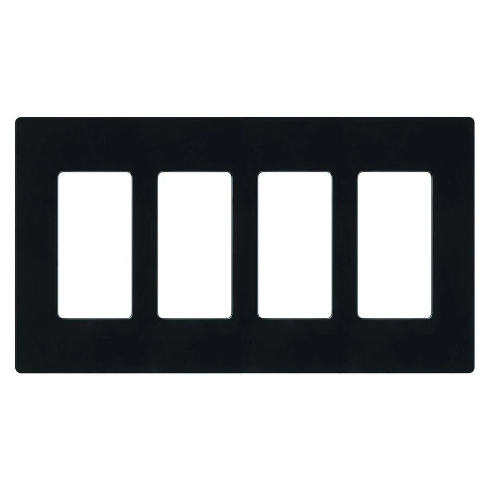 Lutron Claro 4 Gang Wall Plate for Decorator/Designer Paddle Switches and Dimmers, Gloss Finish, CW-4-BL, Black