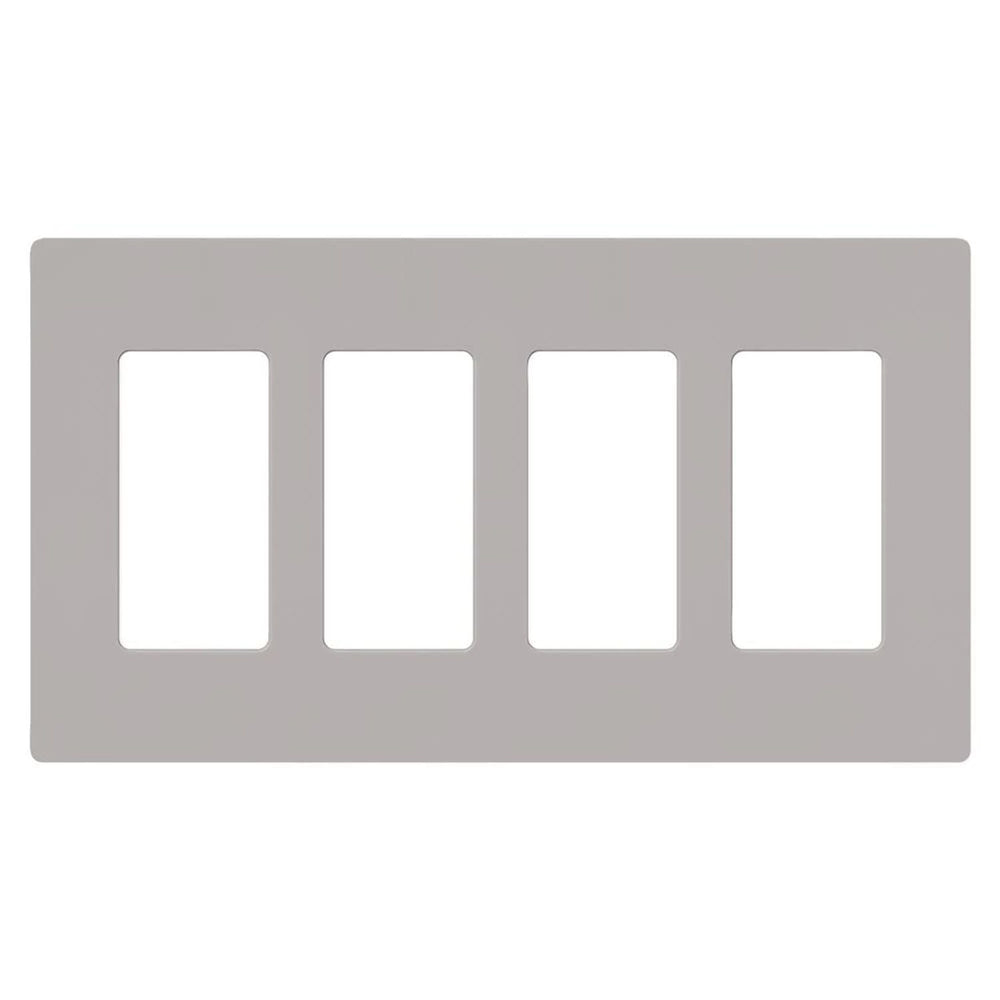Lutron Claro 4 Gang Wall Plate for Decorator/Designer Paddle Switches and Dimmers, Gloss Finish, CW-4-GR, Gray