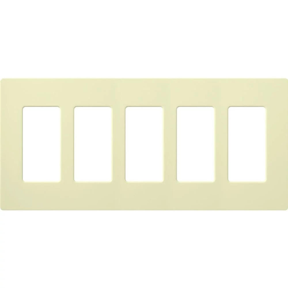 Lutron Claro 5 Gang Wall Plate for Decorator/Designer Paddle Switches and Dimmers, Gloss Finish, CW-5-AL, Almond