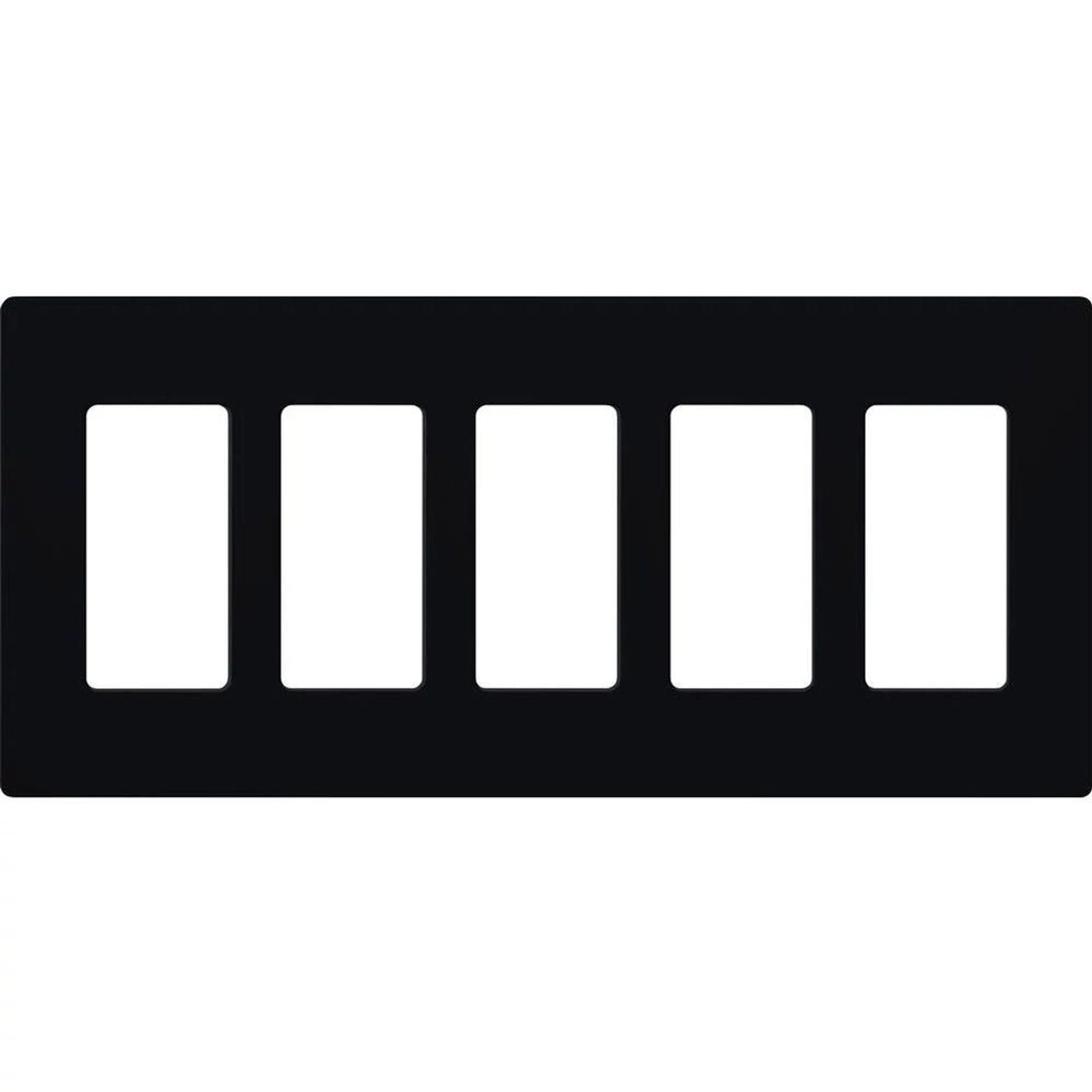 Lutron Claro 5 Gang Wall Plate for Decorator/Designer Paddle Switches and Dimmers, Gloss Finish, CW-5-BL, Black