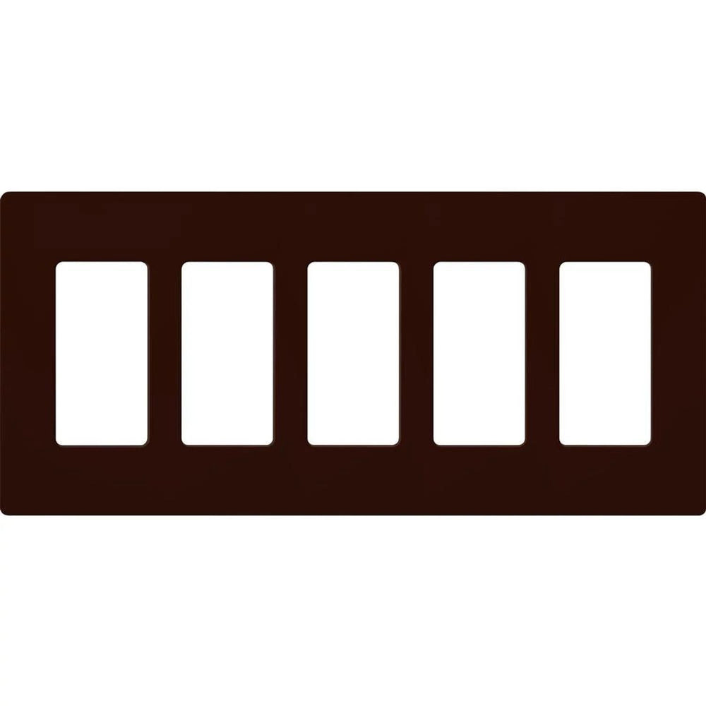Lutron Claro 5 Gang Wall Plate for Decorator/Designer Paddle Switches and Dimmers, Gloss Finish, CW-5-BR, Brown