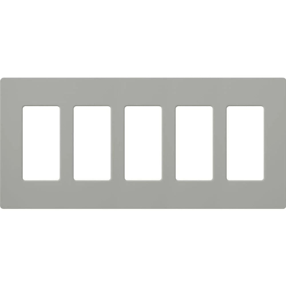 Lutron Claro 5 Gang Wall Plate for Decorator/Designer Paddle Switches and Dimmers, Gloss Finish, CW-5-GR, Gray