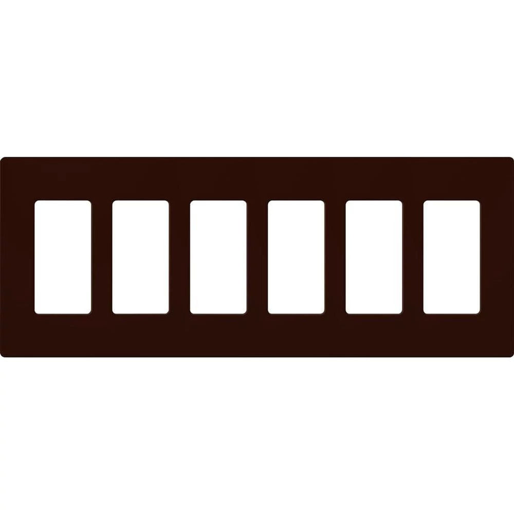 Lutron Claro 6 Gang Wall Plate for Decorator/Designer Paddle Switches and Dimmers, Gloss Finish, CW-6-BR, Brown