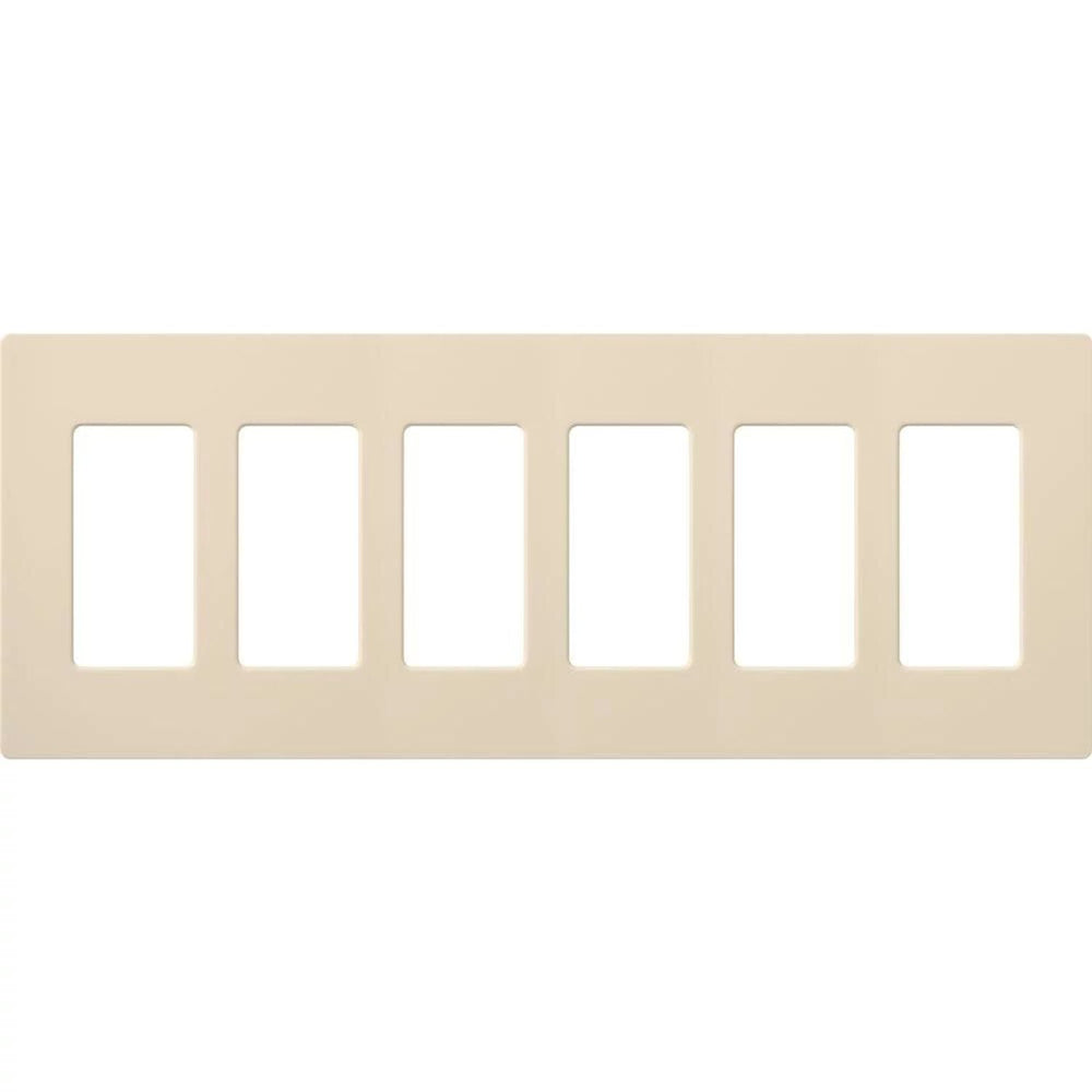 Lutron Claro 6 Gang Wall Plate for Decorator/Designer Paddle Switches and Dimmers, Gloss Finish, CW-6-LA, Light Almond