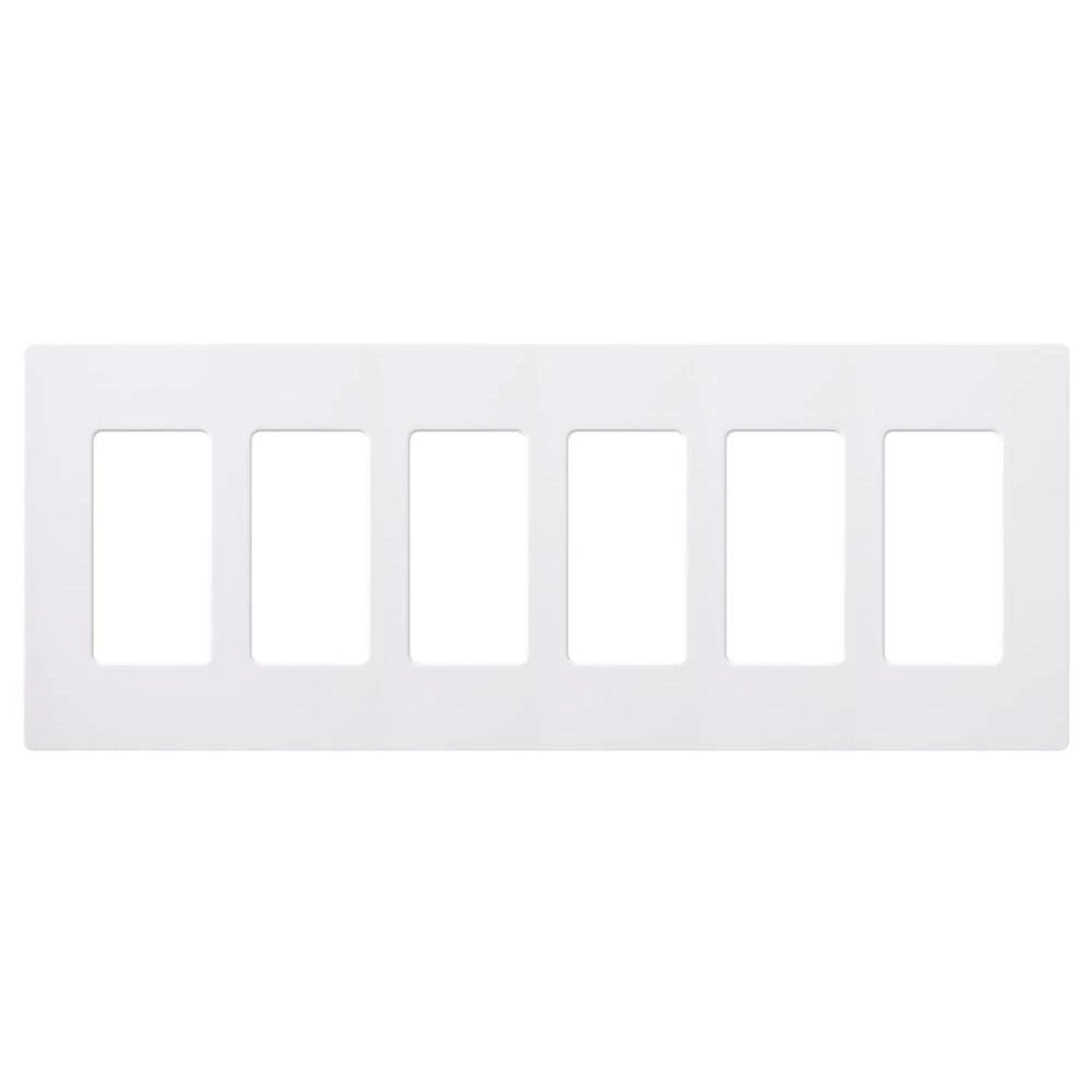 Lutron Claro 6 Gang Wall Plate for Decorator/Designer Paddle Switches and Dimmers, Gloss Finish, CW-6-WH, White