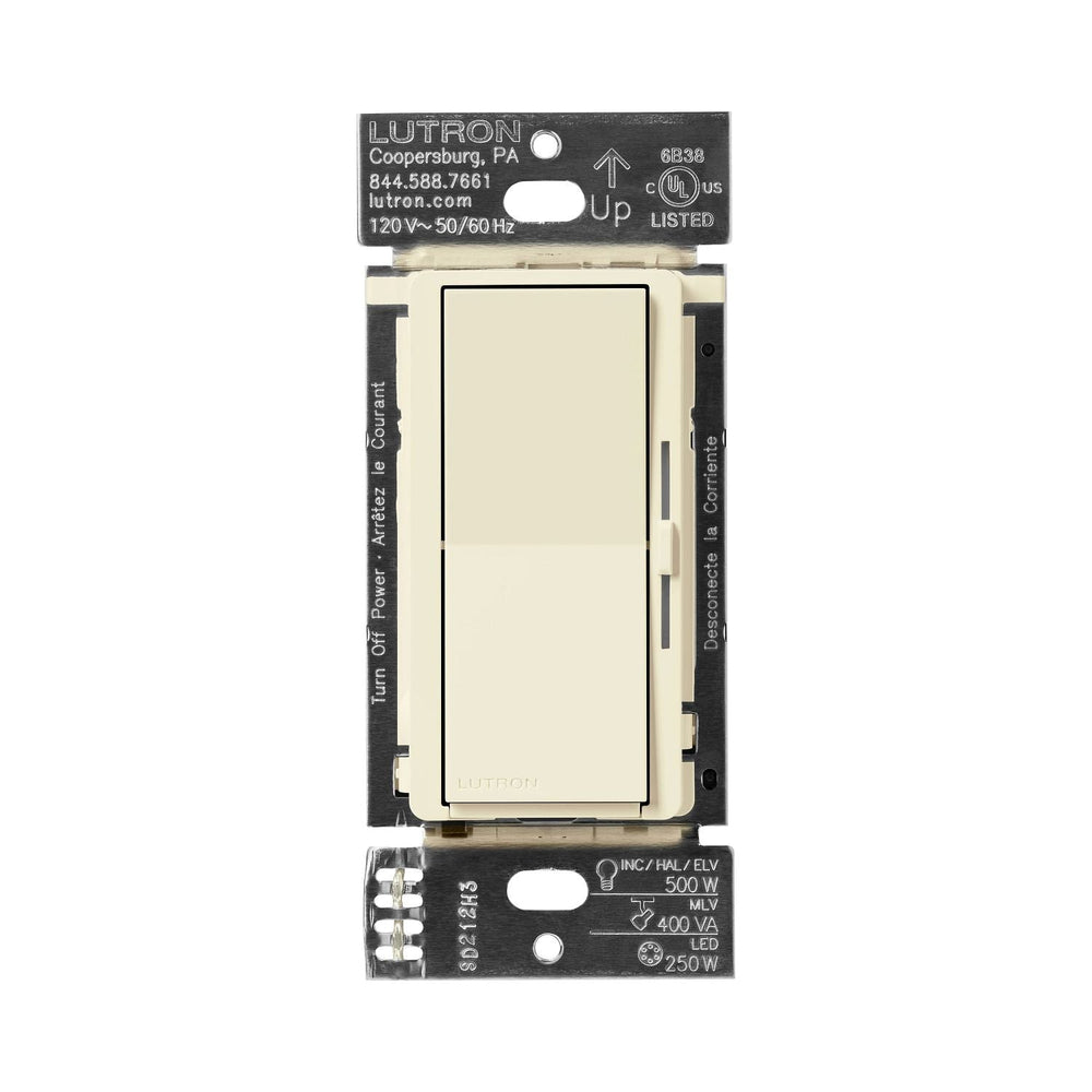 Lutron Diva Dimmer Switch - LED+ Pro Max, 250W LED/500W ELV/400VA MLV, Neutral Optional, Single Pole/Multi-Location, 120V, DV-PRO-AL, Almond