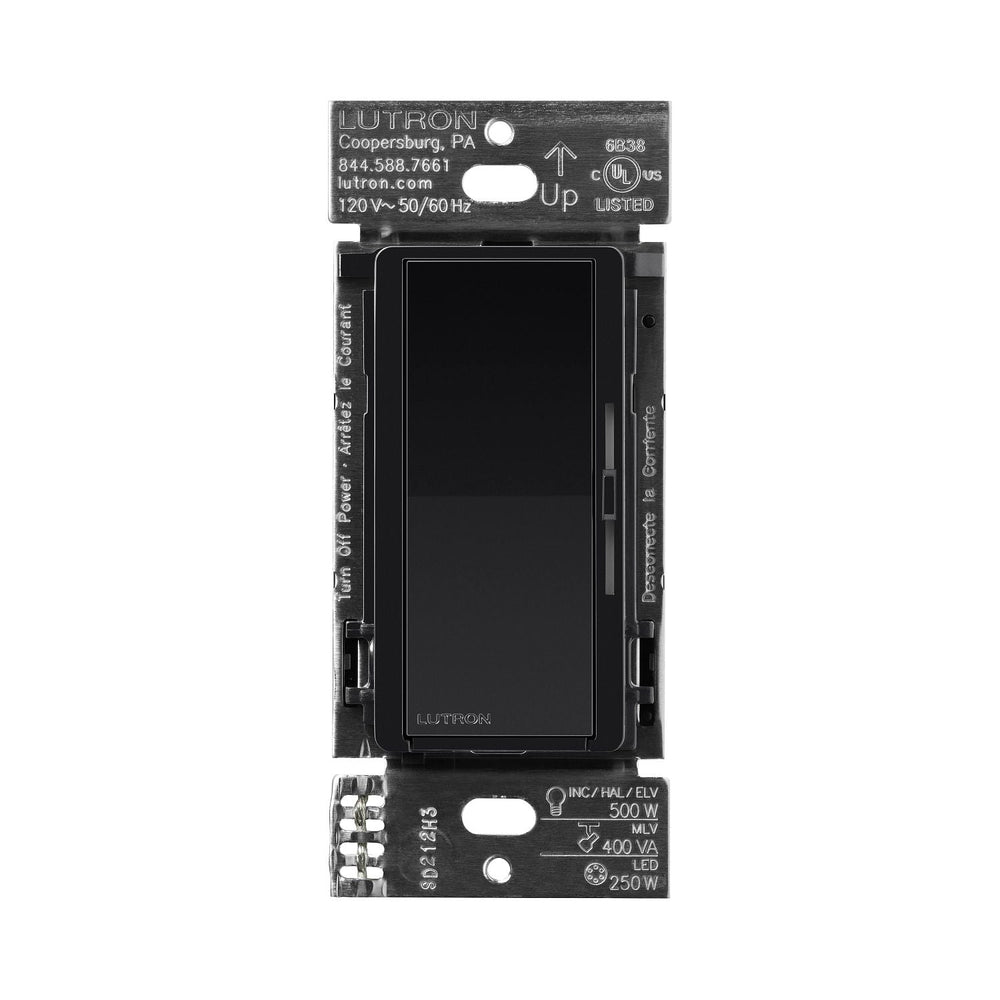 Lutron Diva Dimmer Switch - LED+ Pro Max, 250W LED/500W ELV/400VA MLV, Neutral Optional, Single Pole/Multi-Location, 120V, DV-PRO-BL, Black