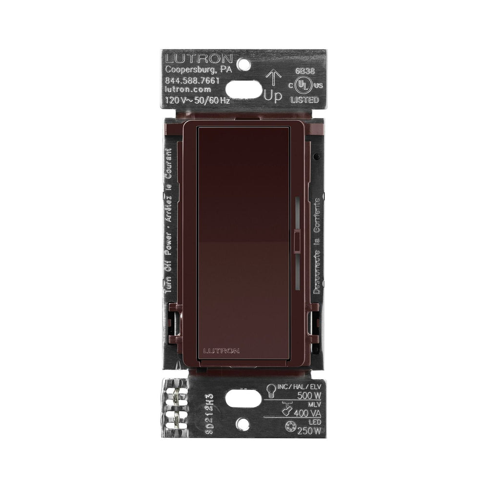Lutron Diva Dimmer Switch - LED+ Pro Max, 250W LED/500W ELV/400VA MLV, Neutral Optional, Single Pole/Multi-Location, 120V, DV-PRO-BR, Brown