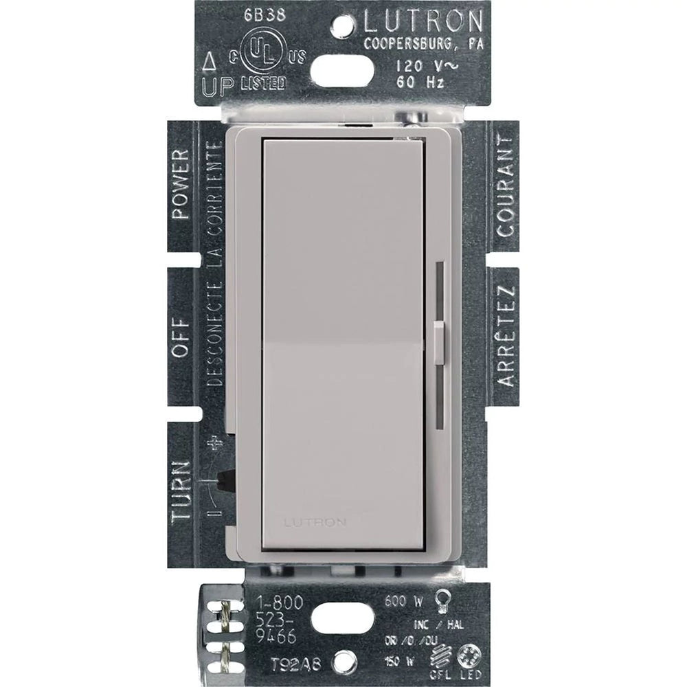 Lutron Diva LED+ Dimmer Switch, 150W LED, Single Pole/3-Way, No Neutral Required, 120V, DVCL-153PH-GR, Gray