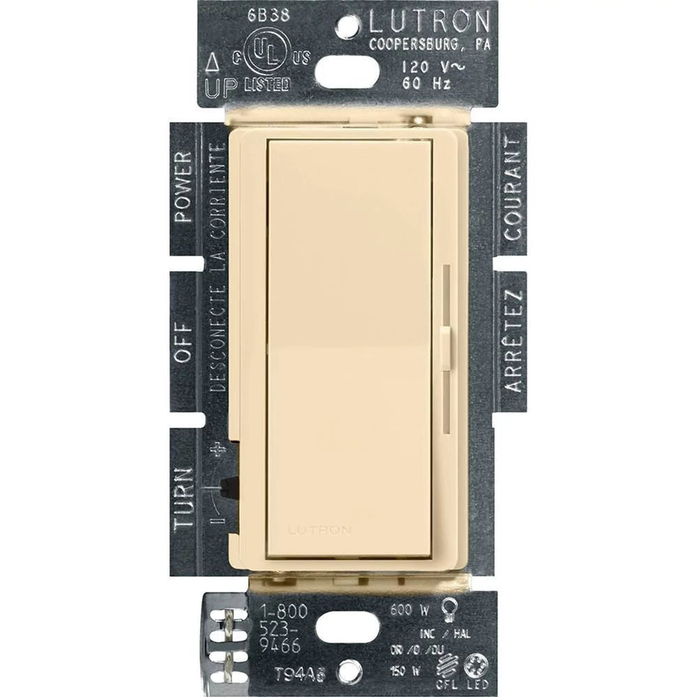 Lutron Diva LED+ Dimmer Switch, 150W LED, Single Pole/3-Way, No Neutral Required, 120V, DVCL-153P-IV, Ivory