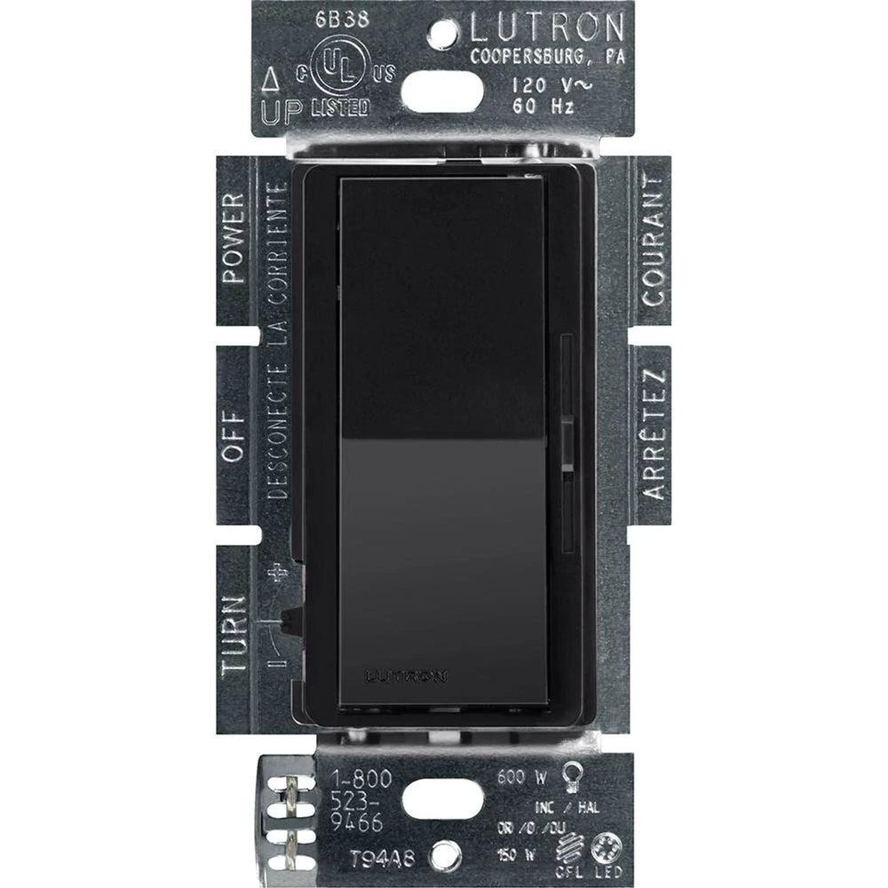 Lutron Diva LED+ Dimmer Switch, 150W LED, Single Pole/3-Way, No Neutral Required, 120V, DVCL-153P-BL, Black