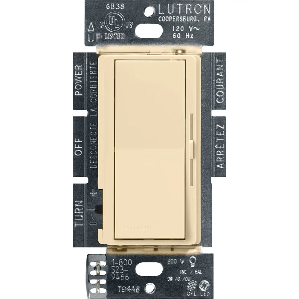 Lutron Diva LED+ Dimmer Switch, 250W LED, Single Pole/3-Way, No Neutral Required, 120V, DVCL-253P-IV, Ivory
