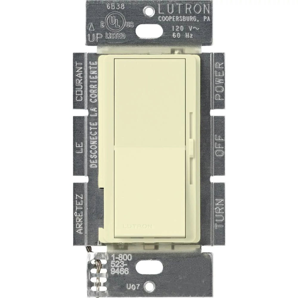 Lutron Diva 3-Speed Fan Control, 2.0A , Single Pole/3-Way, No Neutral Required, 120V, DVFSQ-F-HO-AL, Almond