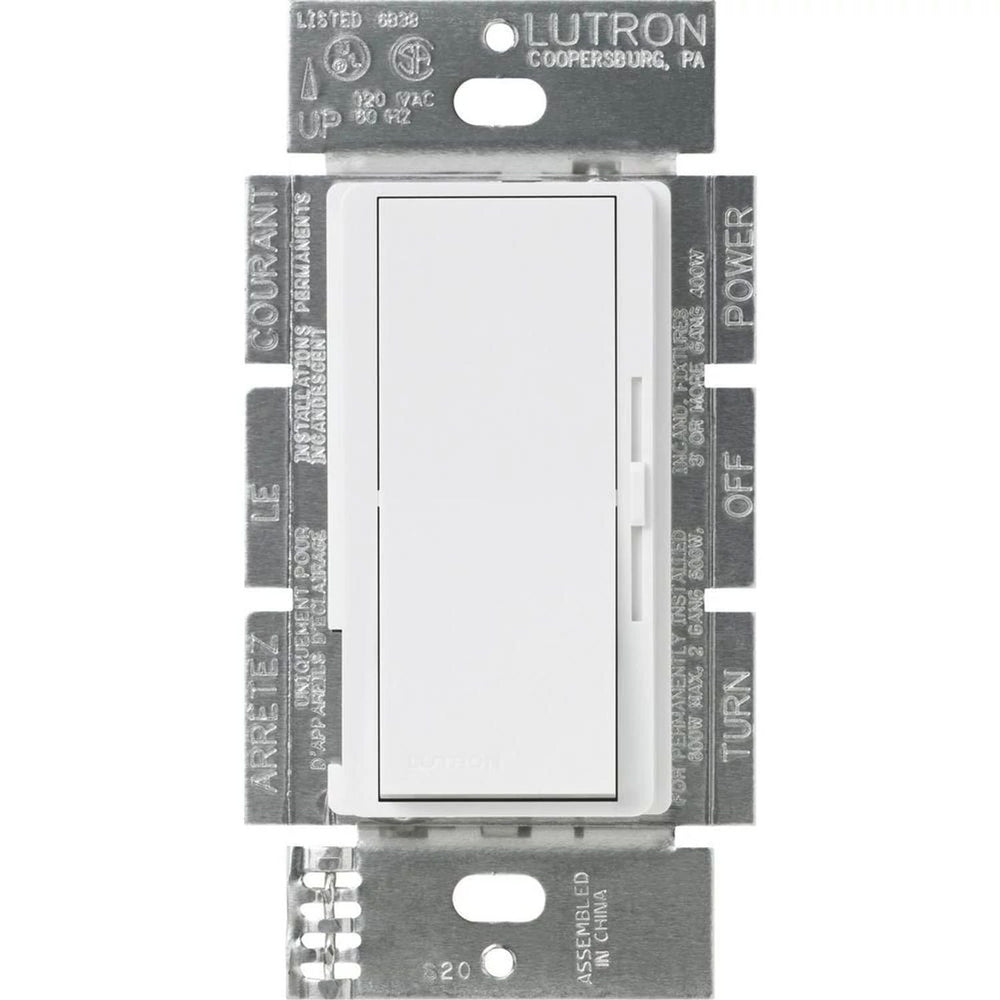 Lutron Diva 3-Speed Fan Control, 1.5A, Single Pole/3-Way, No Neutral Required, 120V, DVFSQ-FH-WH, White