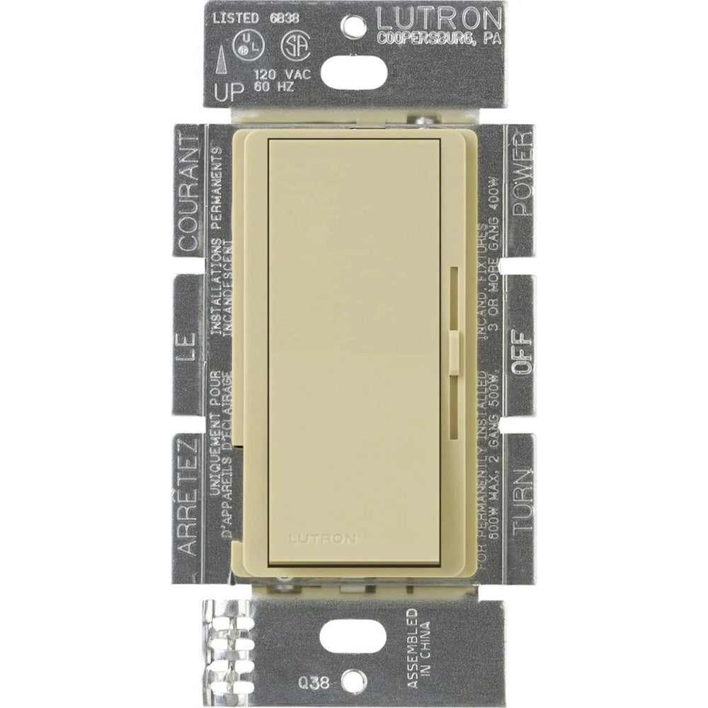 Lutron Diva Dimmer Switch w/ Night Light, 1000W Incandescent/Halogen Only, Single Pole/3-Way, 120V, DV-103PH-IV, Ivory