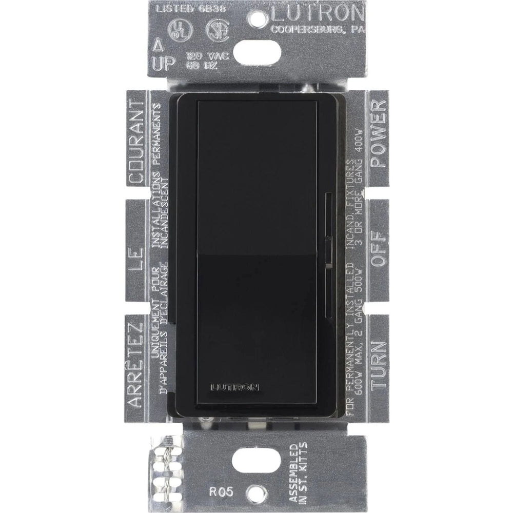 Lutron Diva MLV Dimmer Switch w/ Night Light, 800W (1000VA), Single Pole, No Neutral Required, 120V, DVLV-10P-BL, Black