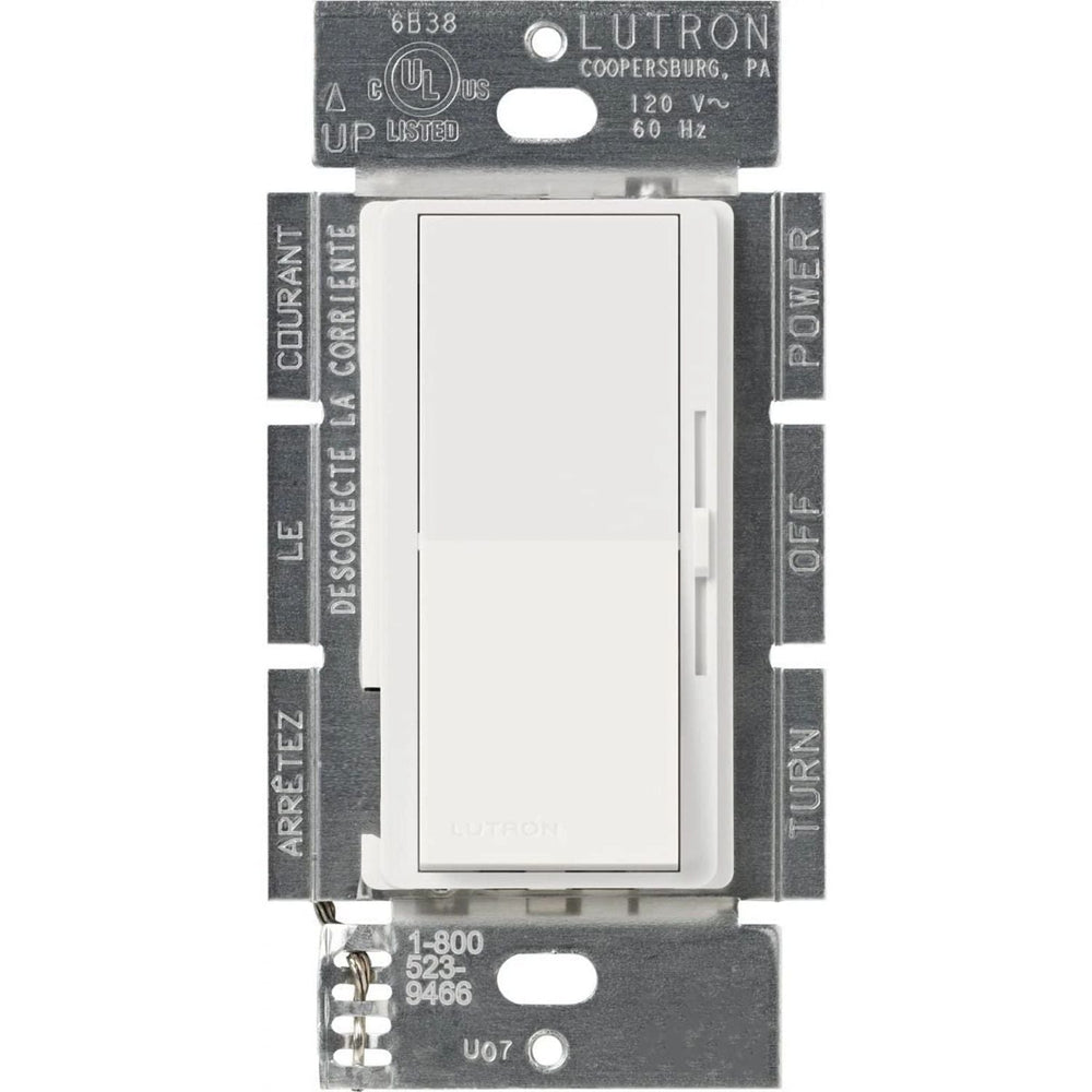 Lutron Diva MLV Dimmer Switch w/ Night Light, 450W (600VA), Single Pole, No Neutral Required, 120V, DVLV-600P-WH, White